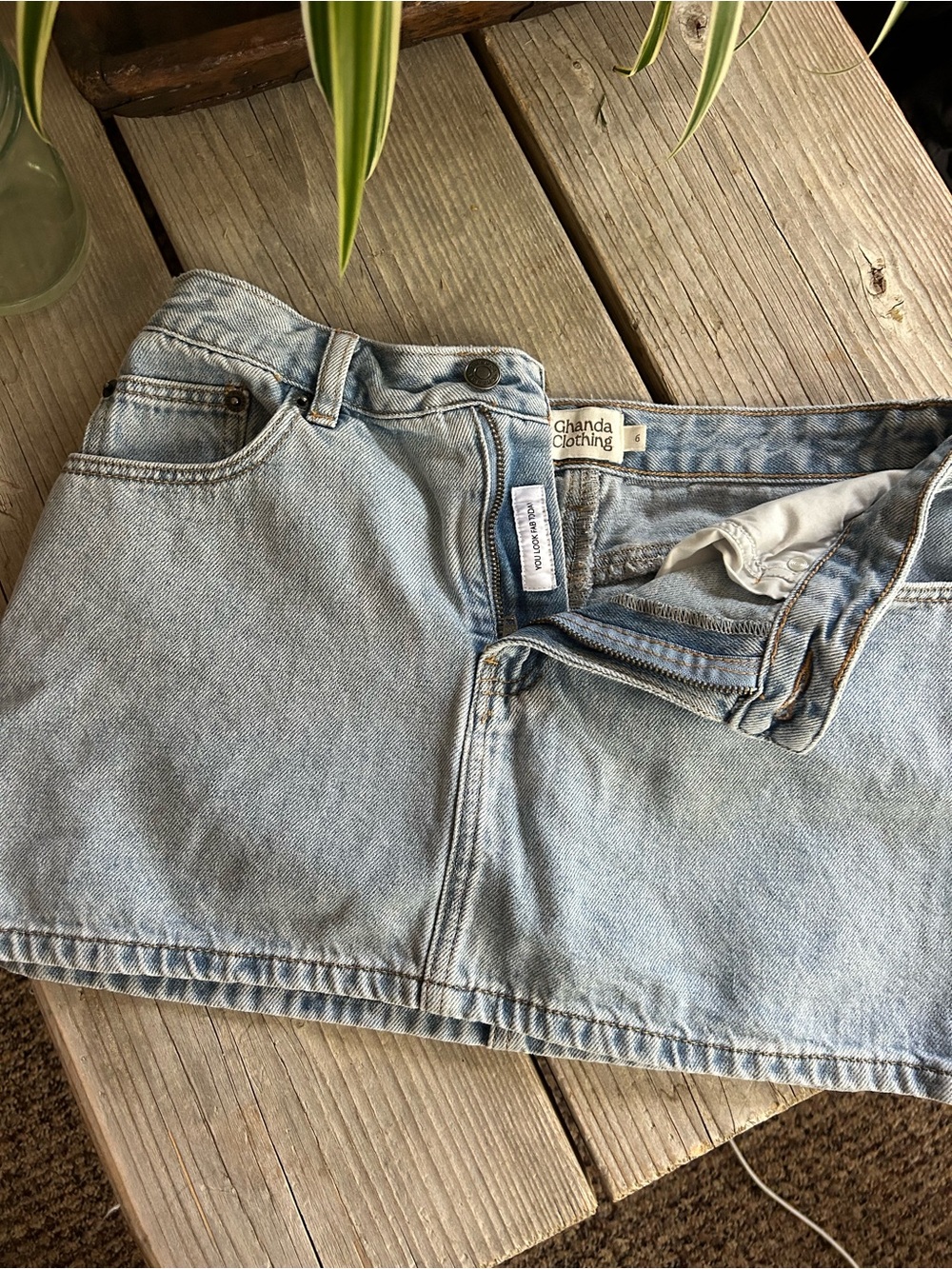 Ghanda Light Blue Denim Mini Skirt